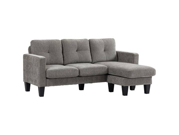 ECKSOFA, Eck-Couch mit umkehrbarer Chaiselongue, Chenille-Optik, Braun