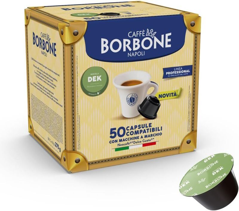 Caffè Borbone 50 Miscela Dek Verde Linea Professional Capsule  Compatibili Dolce Gusto