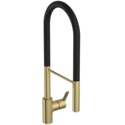 Ideal Standard Gusto Küchenarmatur BD421A2 brushed gold, mit 2-Funktionshandbrause aus Metall