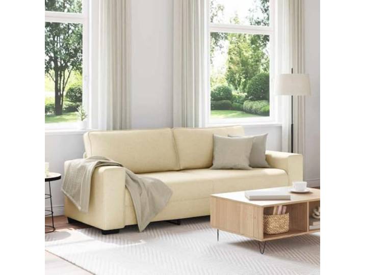 HEFZGDB 3-Sitzer-Sofa Creme 180 cm Stoff Polyestergewebe Wohnzimmer Sitzmöbel mit Breiten Armlehnen und robustem Holz Metall Gestell für hohen Komfort und Stabilität im Büro