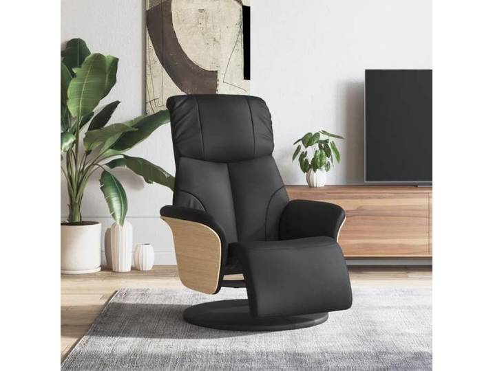 Noir Siège/Fauteuil - JILLE'S® 79x87x104 5cm - Fauteuil inclinable - avec repose-pieds - noir - similicuir MEU9432592319548