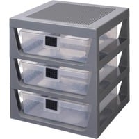 LEGO Schubladen Regal 3er Set, Aufbewahrungsbox grau
