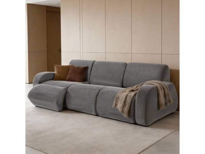VUENOR Canapé modulable convertible 247x115 cm gris – 3 places compressé