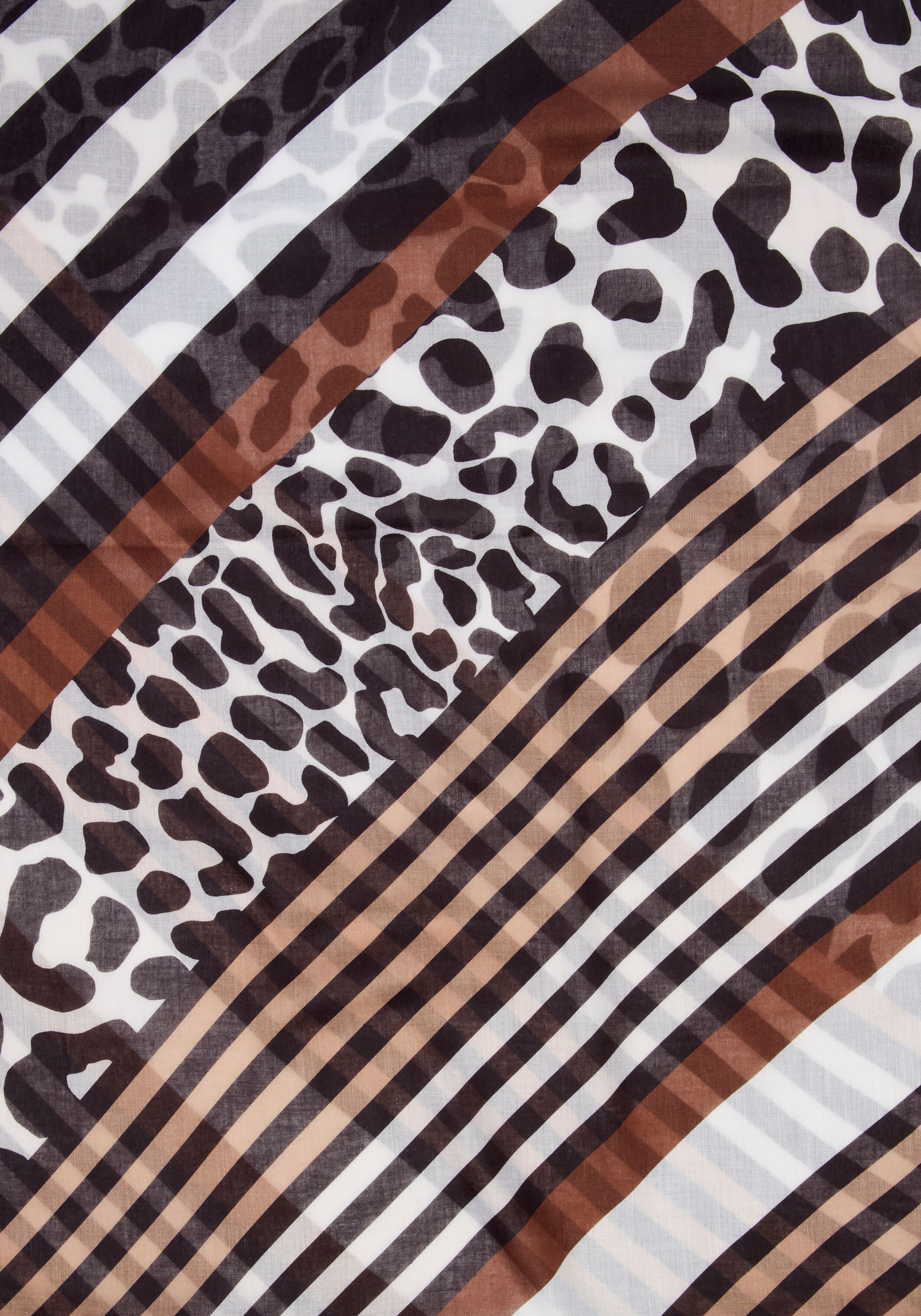 Loop LAURA SCOTT, Damen, braun (hellbraun, weiß), Web, Polyester, bedruckt, gemustert, Modetücher Loop, leichtes Webmaterial, gemustertes Animal-Design hellbraun, weiß Einheitsgröße