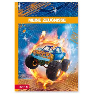 Roth Zeugnismappe 89308, mit Design und Effekt, A4, Sichtbuch, mit Monstertruck, mit 10 Hüllen
