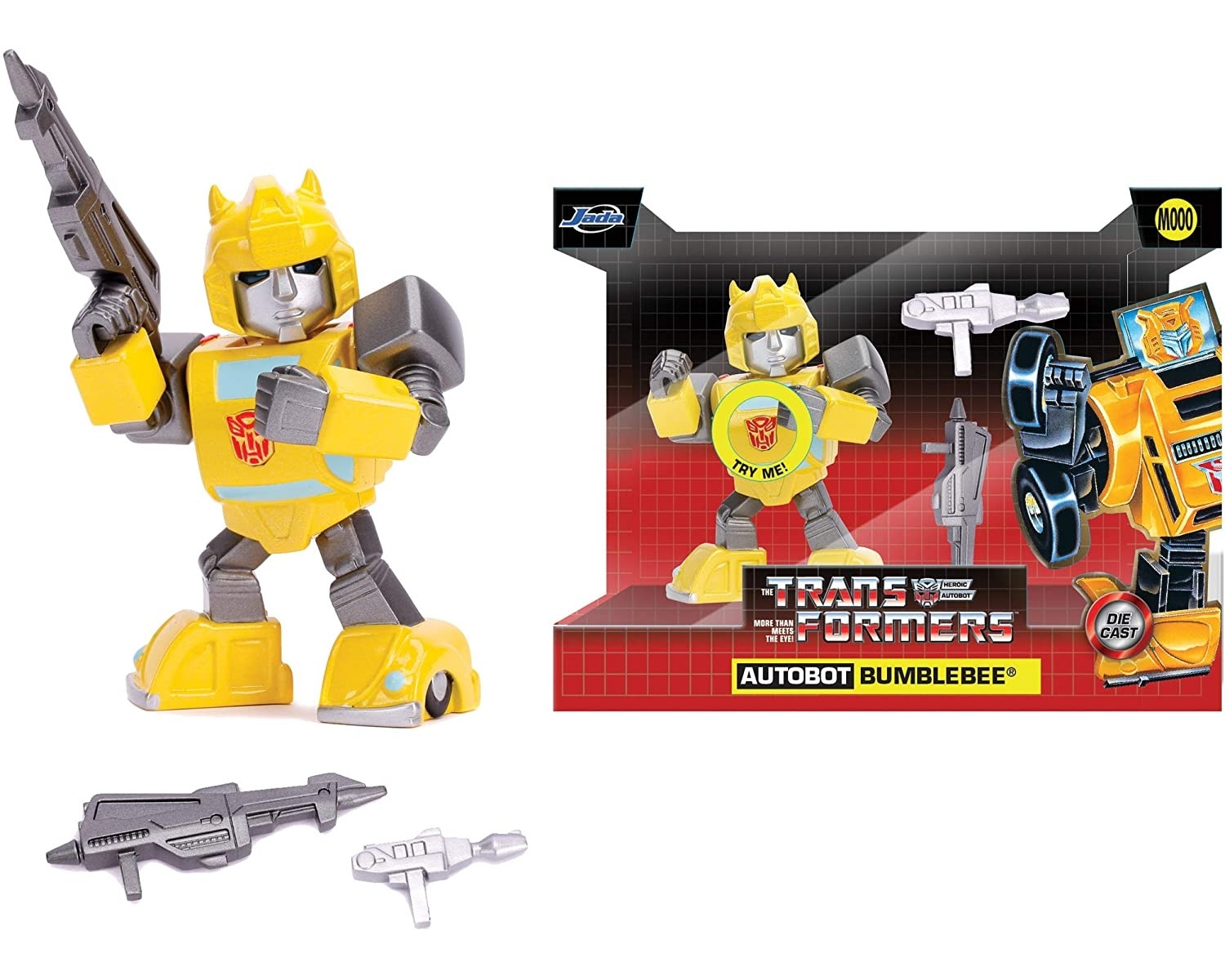 Dickie Jada Transformers 4 Bumblebee G1 Autobot speelgoedfiguur, 10 cm