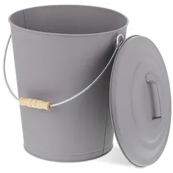 relaxdays Ascheeimer mit Deckel - 24 Liter grau, 35.5x42 cm