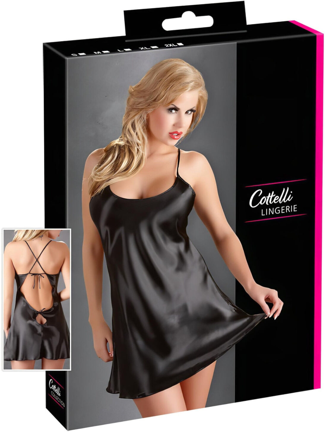 Cottelli - Satin Nightgown (Black) - L