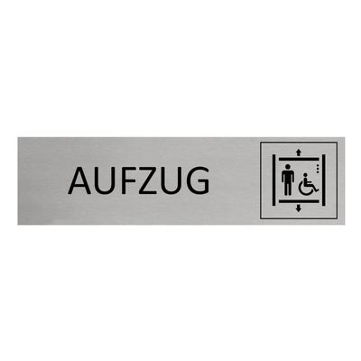CombiCraft Aluminium Türschild Aufzug 165x45mm mit 3M-Tape zur Befestigung, einfache Kennzeichnung von Räumen und Bereichen