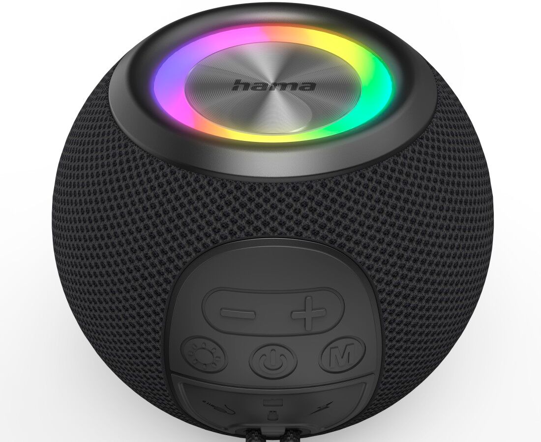 Hama Bluetooth-Lautsprecher "Bluetooth-Lautsprecher "Ball Shape Speaker", 5 Licht-Modi, 5W", schwarz, B:11,1cm H:8,7cm T:11,1cm, Lautsprecher, Integrierte Freisprecheinrichtung, Bluetooth-Lautsprecher