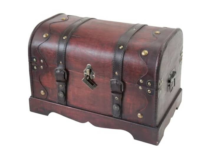 HMF Coffre au trésor en bois\, grand coffre au trésor avec serrure décorative pour anniversaire d’enfant 40 x 23 x 27 cm Cambodge