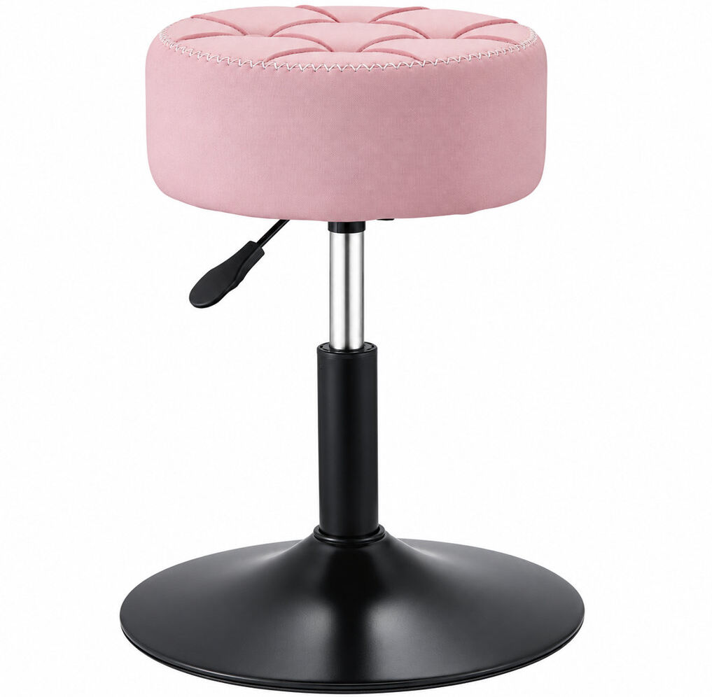 Rebrilliant Metal Accent Stool Pink/PU Leather 52cm H X 30cm W X 30cm D