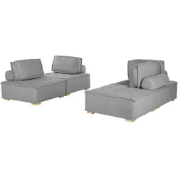 4-SITZER SOFA SET Polyester Grau Tibro