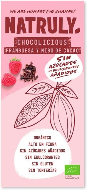 Natruly Tablete Chocolicious Framboesa + Nibs De Cacau 85g