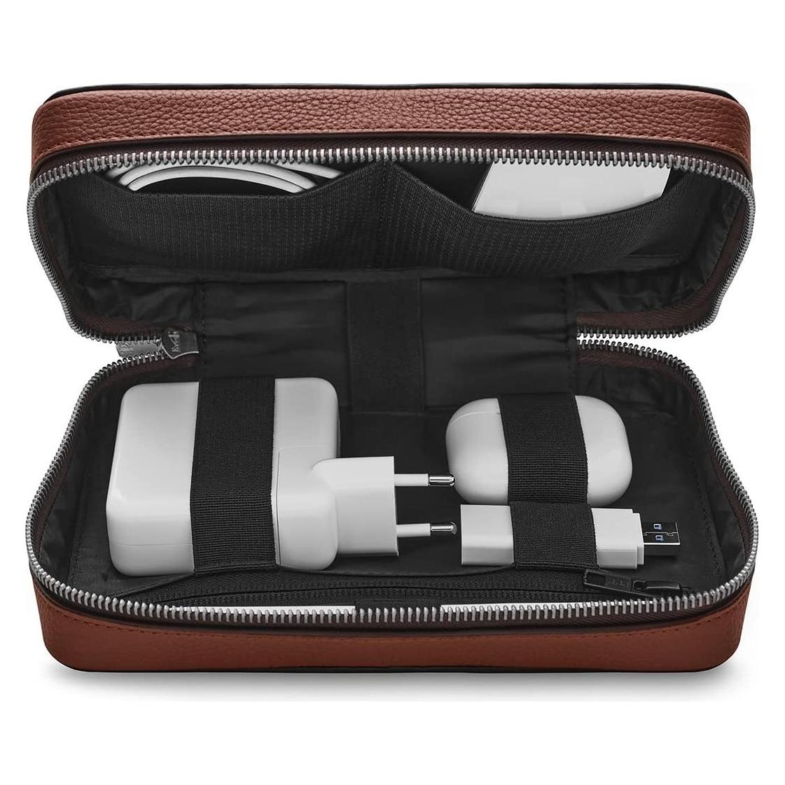 Woolnut Leather Tech Organizer -tarvikelaukku, konjakki (Tech Pouch) (WNUT-TO-A-874-CB)