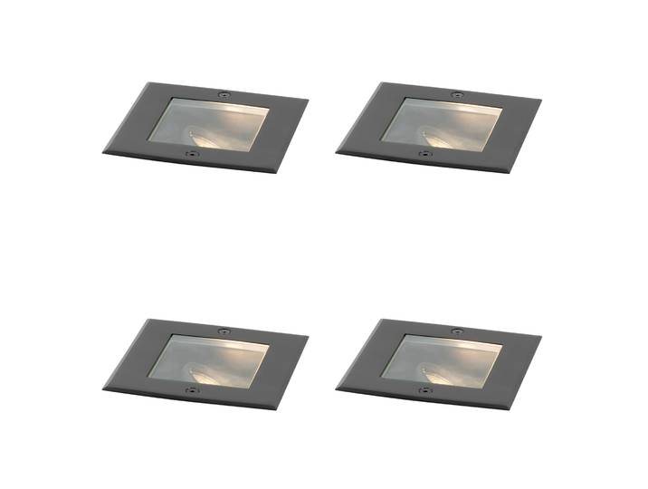 Set van 4 moderne grondspots zwart verstelbaar IP65 - Oneon