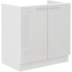 Spülenschrank 80 Lara Weiß Hochglanz + Weiß matt Küchenzeile Küchenblock Küche