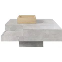 Merax Couchtisch Wohnzimmertisch Beistelltisch mit herausnehmbarer Aufbewahrungsbox, 72*72*30 cm, weiß