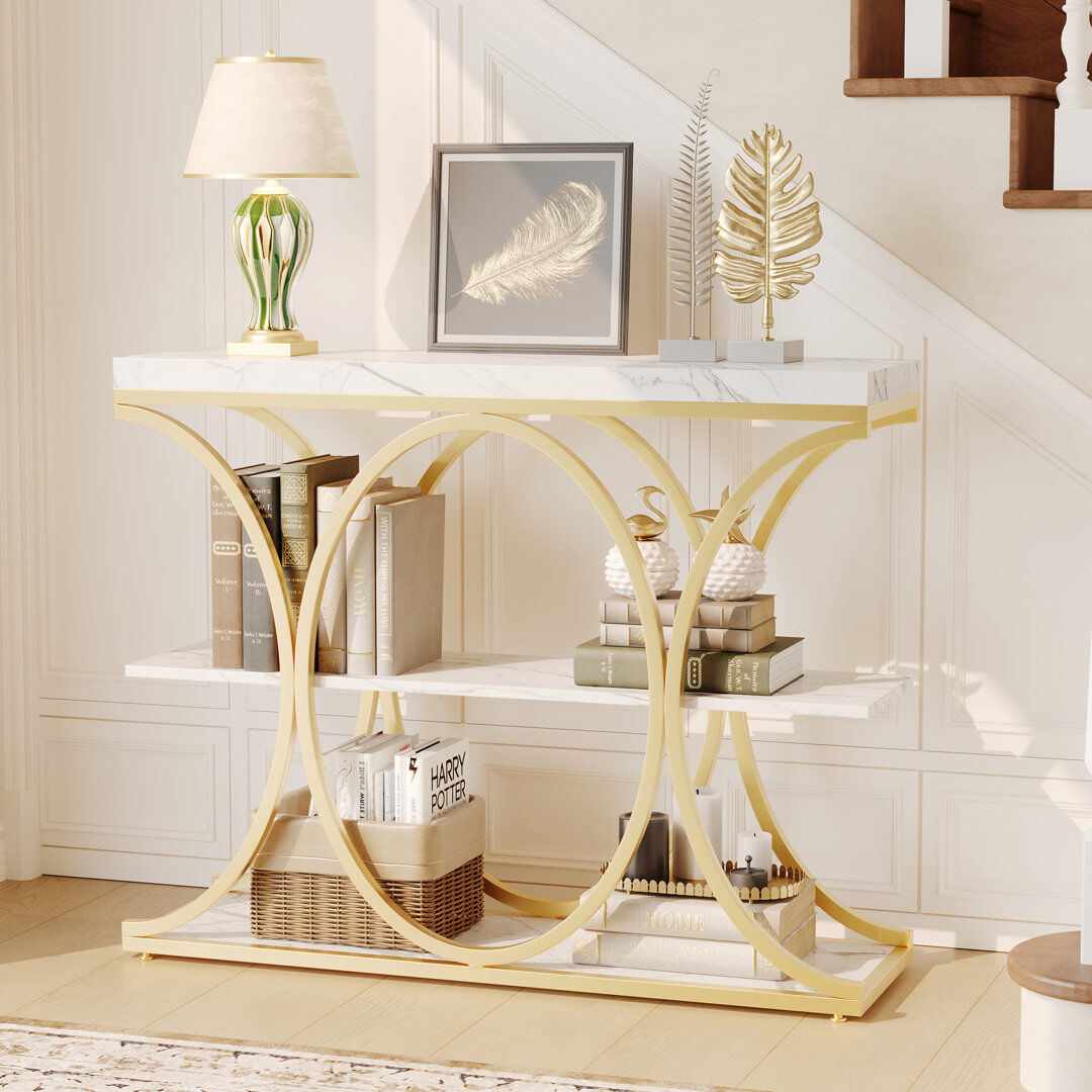 Blue Elephant 100 cm W Console Table Gold 79.9cm H X 100cm W X 30cm D
