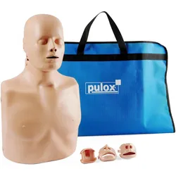 Pulox, Erste Hilfe Set, Reanimationspuppe Trainingspuppe Practi-Man Advance mit Gesichtsmaske, 5 Luftbeuteln und Tragetasche (Erste Hilfe Set Zubehör)