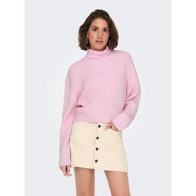 Rollkragenpullover ONLY "ONLMELANIE L/S ROLLNECK PULLOVER KNTNOOS", Damen, Gr. XL, rosa (pink lady), Strick, Obermaterial: 54% Polyester, 41% Polyacryl, 5% Wolle, unifarben, regular fit kurz, Rundhals, Pullover Rollkragenpullover
