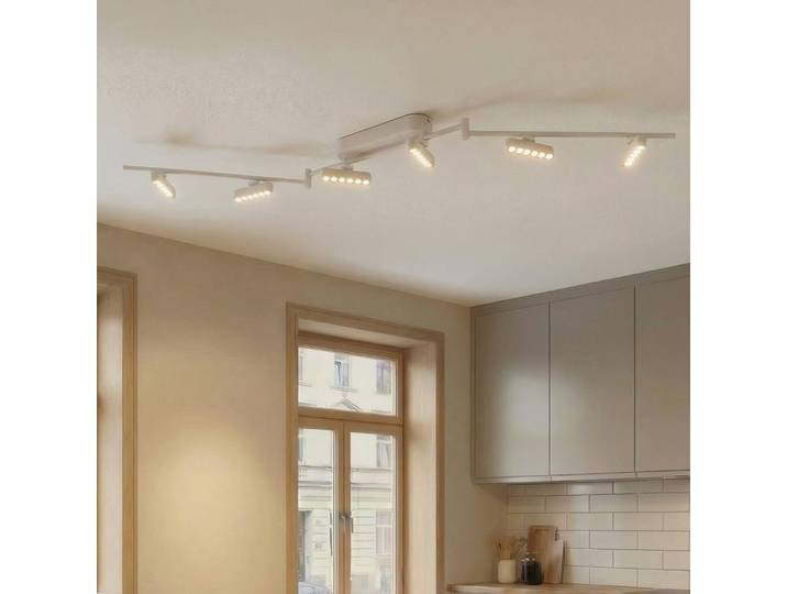 Lindby LED-Strahler Eldrin, weiß, 6-flg., Lichtpunkte Eldrin Lindby, dimmbar, weiß / opal, für Wohn- / Esszimmer, Metall, Modern
