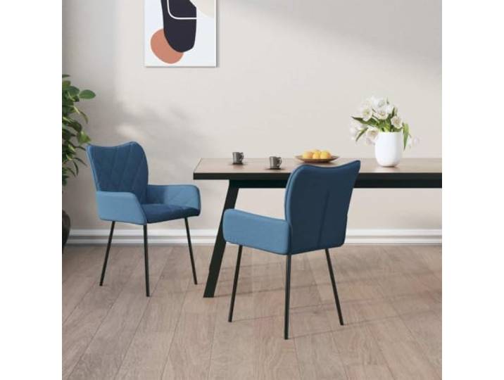 HEFZGDB Esszimmerstühle 2 STK. Blau Stoff mit ergonomischer Polsterung und robustem Metallgestell für hohe Stabilität und Komfort