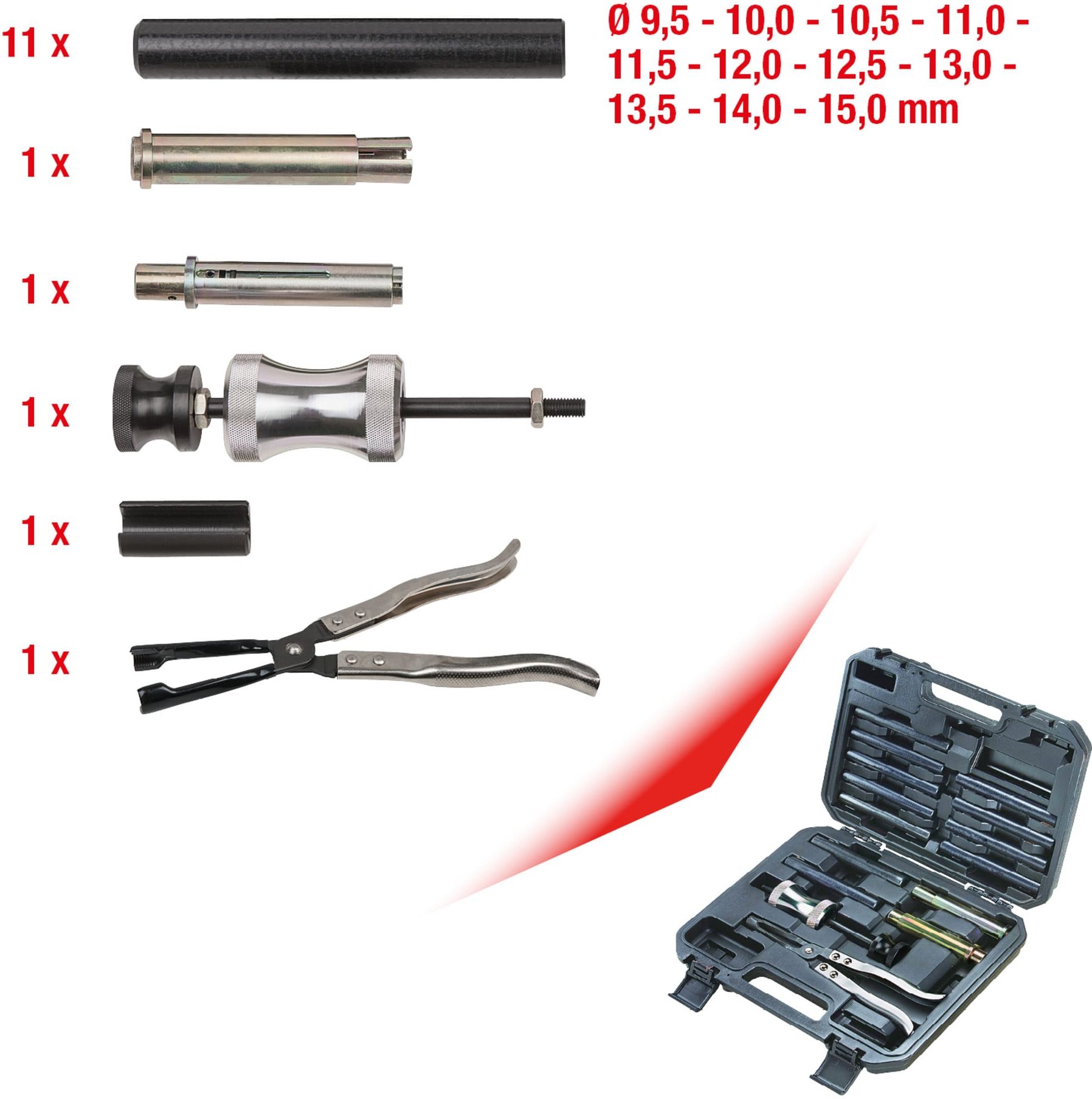 KS Tools Ventilschaft-Dichtring-Werkzeug-Satz,16-tlg (150.3510)