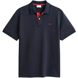 GANT Kontrast Pique Poloshirt Herren - L Evening Blue (433)