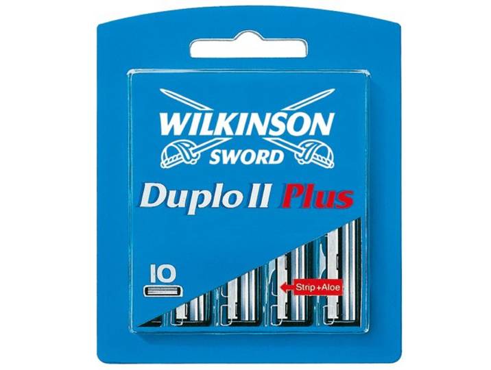 Wilkinson Sword Duplo II Plus scheermesjes voor heren, met Aloë Vera Strip, 10 stuks