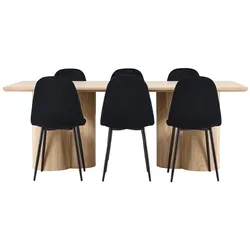 Ebuy24 Olivia Essgruppe Tisch 100x210cm und 6 Velours Stühle natur.