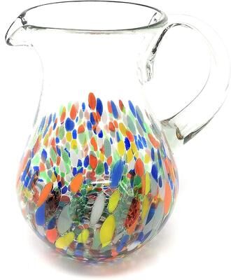 Dos Sueños Dos Suenos Mexican Hand Blown Glass Pitcher - Confetti Carmen Design (84 oz)