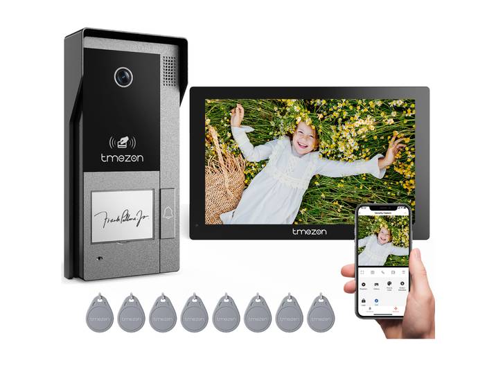 Système d'interphone vidéo WiFi à 2 fils TMEZON avec caméra et écran tactile 7 pouces 1080P, visiophone IP filaire, Tuya, déverrouillage à distance