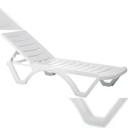 DELUKE Sonnenliege NELLA 4er Set klappbar 50x187x30cm, Kunststoff, Weiß Gartenliege Strandliege