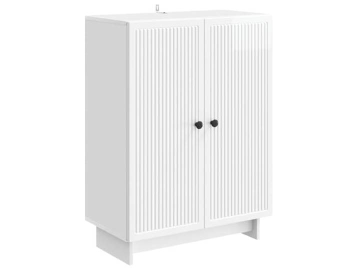 GKMBCVDFR Sideboard Hochglanz Weiß 66 x 34,5 x 90 cm Holzwerkstoff Vintage Design, Metallknöpfe, 90° Schwingtüren, Regalböden, Wohnzimmer oder Esszimmer