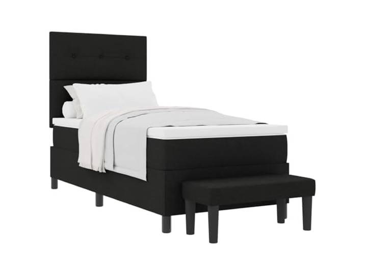 PUGYNBK Boxspringbett, 90 x 200 cm, schwarzer Stoff Verstellbares Kopfteil, mittlere Festigkeit, Holz, atmungsaktiv