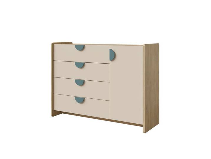 Compleo Kommode mit 4 Schubladen und 1 Tür, Elegant Kinderkommode FORMS, Designer Kinderzimmer