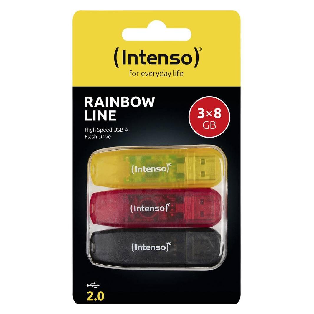 Intenso Rainbow Line 8GB USB Stick 2.0 Multipack x3 bunt (8 GB, USB-A) (3502463)