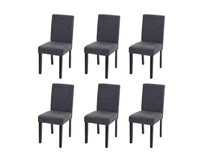 Mendler 6er-Set Stuhl Littau - Textil, anthrazitgrau, dunkle Beine Küchenstuhl, Esszimmerstuhl