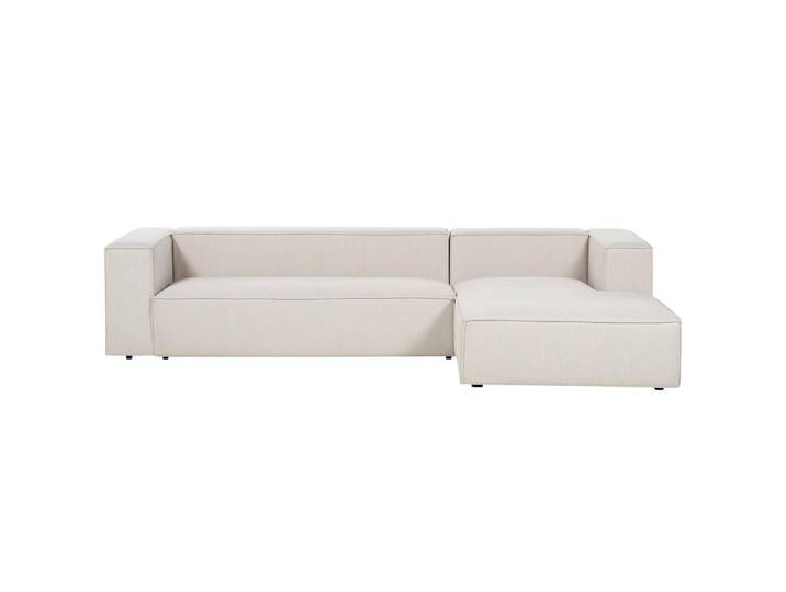 Beliani 3-Sitzer-Ecksofa hellbeige rechtsseitig Vernon, Beige, 330x178 cm, Wohnzimmer, Sofas & Couches, Wohnlandschaften, Ecksofas
