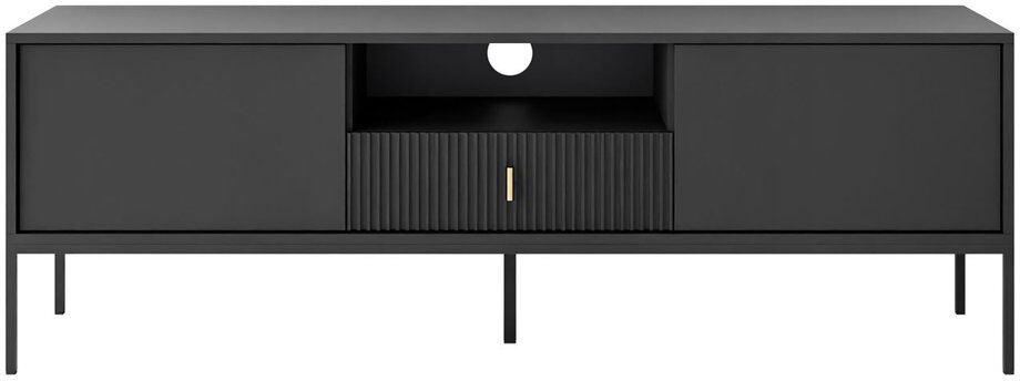Latitude Run TV Stand MIDNIGHT 154 cm with gold handle Black Matte 65"