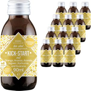 Organic-Human Vitamin-Shot Kick-Start Vitamin C & Koffein, BIO, ohne Zuckerzusatz, in Glasflaschen, 12x 90 ml