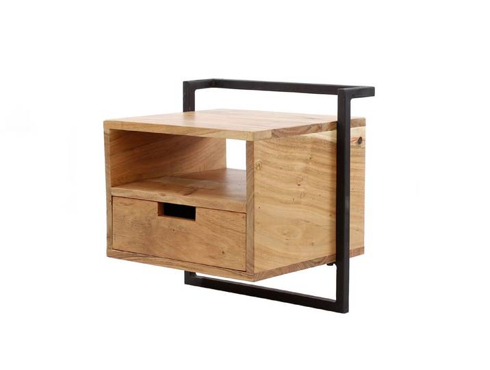 KAWOLA Nachttisch AIDY, XL hängend Akazie natur 1 Schublade 44x35x45 cm