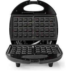 Nedis Waffeleisen Belgien Waffeln 22 x 12 cm 750 W Automatischer Temperaturkontrolle Aluminium/Kunst, Waffeleisen, Schwarz, Silber