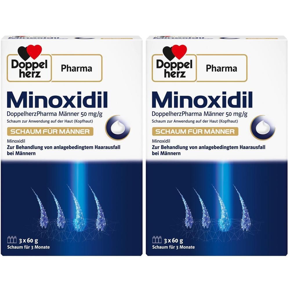 Minoxidil DoppelherzPharma Männer 50 mg/g Schaum x2 2x3x60 g