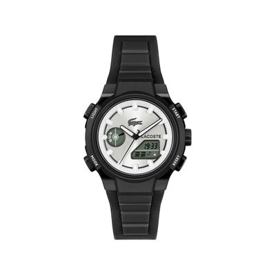 Digitaluhr LACOSTE "LC33", schwarz (schwarz, silberfarben, silberfarben), Armbanduhren, Damen, schwarz, Digitaluhr, Quarzuhr, Armbanduhr, Damenuhr, Herrenuhr, Silikonarmband, digital