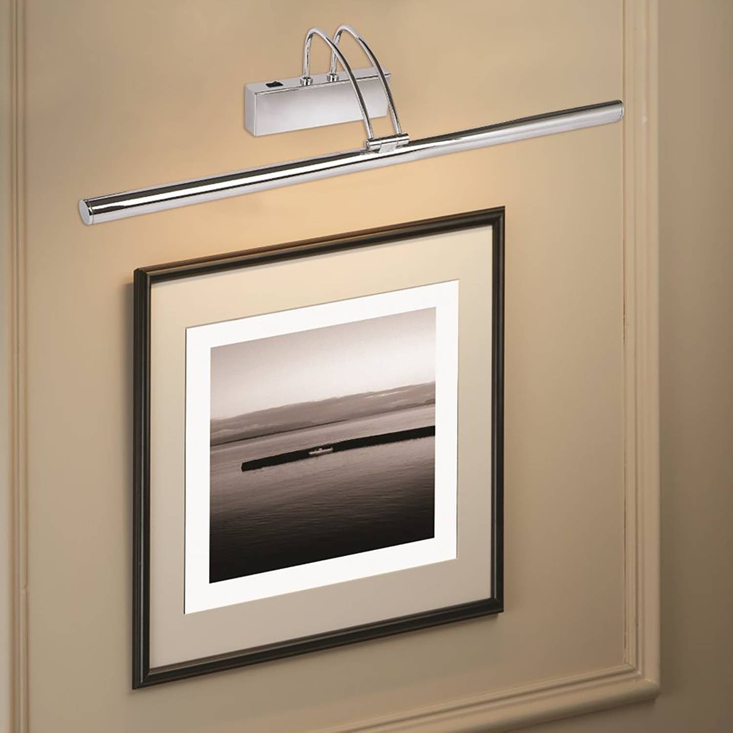 home24 LED-wandlamp Led Picture Lights II zilver, B: 68 cm, D: 12 cm, H: 6 cm