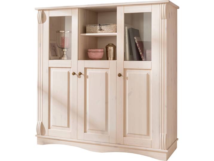 Highboard OTTO HOME Teresa , weiß, B:119cm H:120cm T:40cm, Sideboards, Highboard, Vitrine, Türen mit Glaseinsätzen, aus massiver Kiefer, FSC