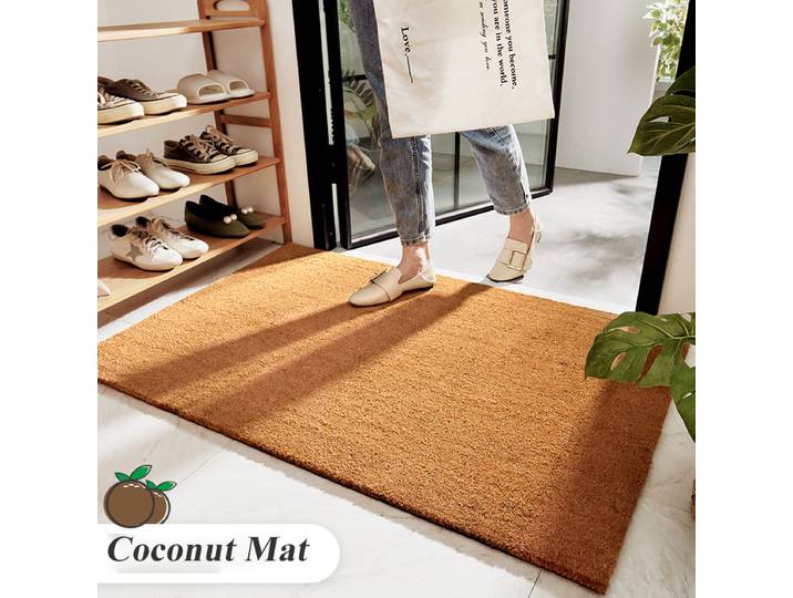 Tapis de porte en cocotier avec support robuste, paillasson naturel, tapis d'entrée facile à nettoyer, utilisations extérieures et intérieures, décoration de la maison