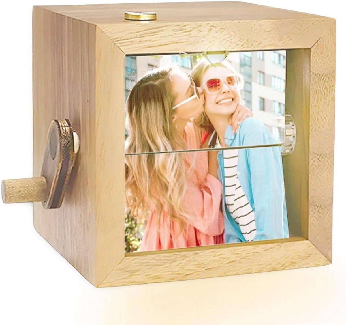Houten Fotoboekje met Animatie Album en Handslinger Mechanisme voor 8 of 16 Foto's - Meerkleurig